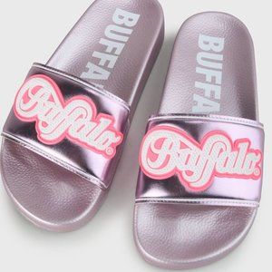 Buffalo London Pana Slides Purple Metallic